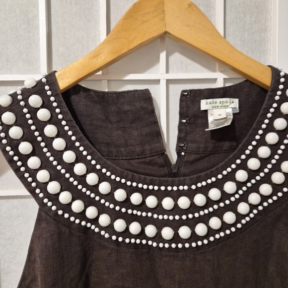 Kate Spade Linen Dress Chocolate Brown Sleeveless Sheath Sz 10 - Picture 2 of 8